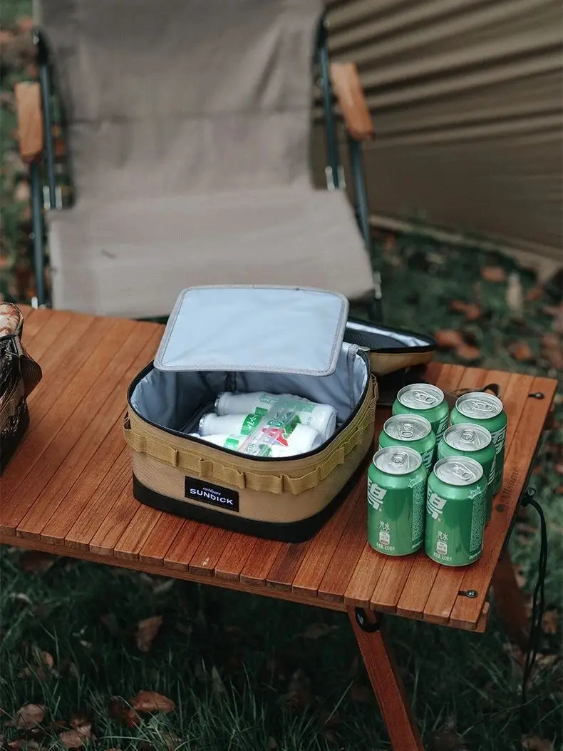 1 noir/marron/vert armée/camouflage en option camping isolé en plein air camping bol tasse sac de rangement