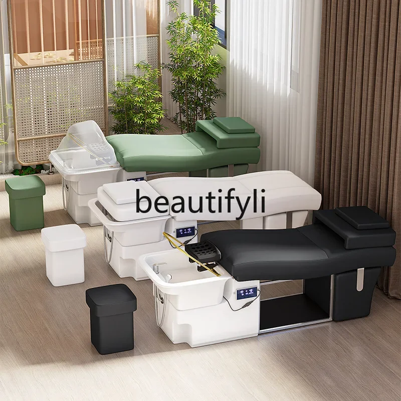 

SS Ceramic basin shampoo bed water circulation fumigation beauty salon health center head treatment bed massage bed