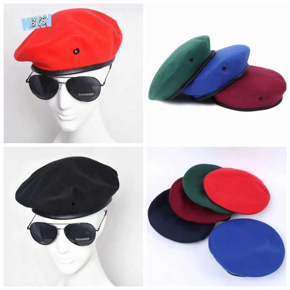 

Fashion Adjustable Berets Hat Solid Color For Cosplay Uniform Cap Autumn and Winter Casual Painter Cap Security Cap