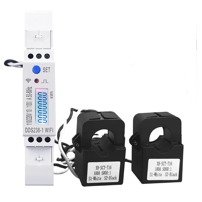 

ABGZ-2X 2 Phase 3 Wires 110V+110V 100A Din Rail 18Mm Tuya WIFI Smart Energy Meter Power Consumption Monitor Kwh Meter