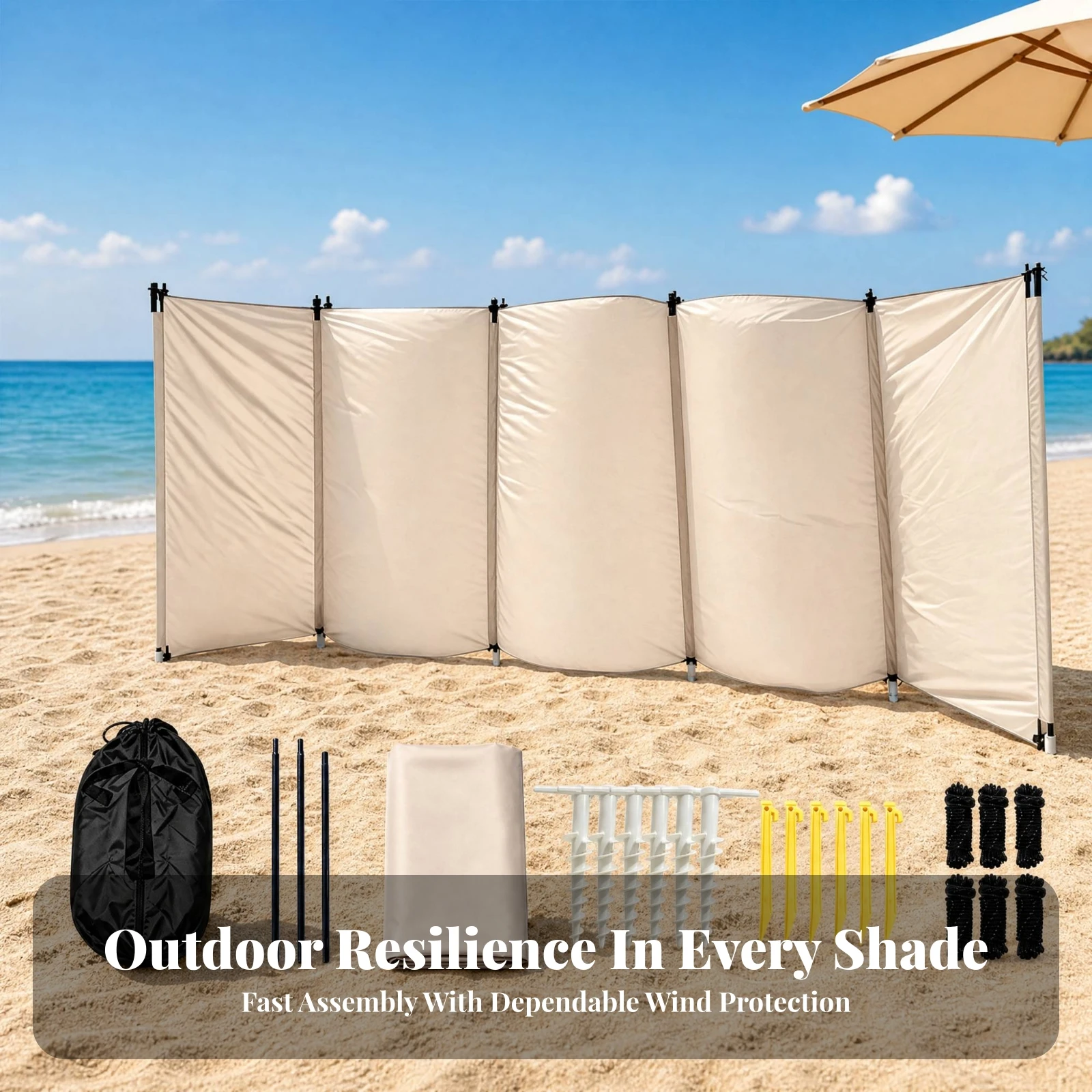 Ecran-anti-vent-en-textile-argente-protection-portable-avec-sac-de-rangement-ecran-de-plage-avec-poteaux-de-support