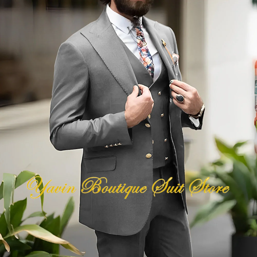 Traje de moda para hombre, conjunto de 3 piezas, chaqueta, pantalones, chaleco, novio, boda, esmoquin, conjunto con americana formal para hombre