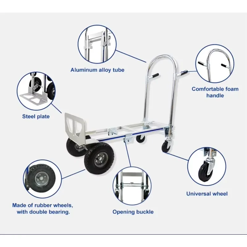 250kg Heavy Duty 2-in-1 Folding Platform Wagon Hand Truck Industrial Steel Tools Foldable Trolley Cart FHT250A
