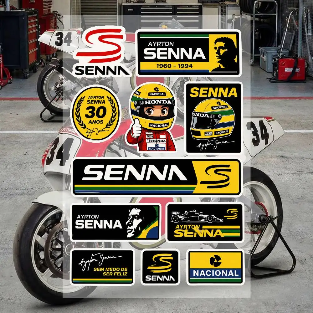 Pegatinas A-Ayrton S-Senna, calcomanías de vinilo impermeables para motocicletas, coches, bicicletas, patinetas, portátiles, botellas de agua, fundas para teléfonos