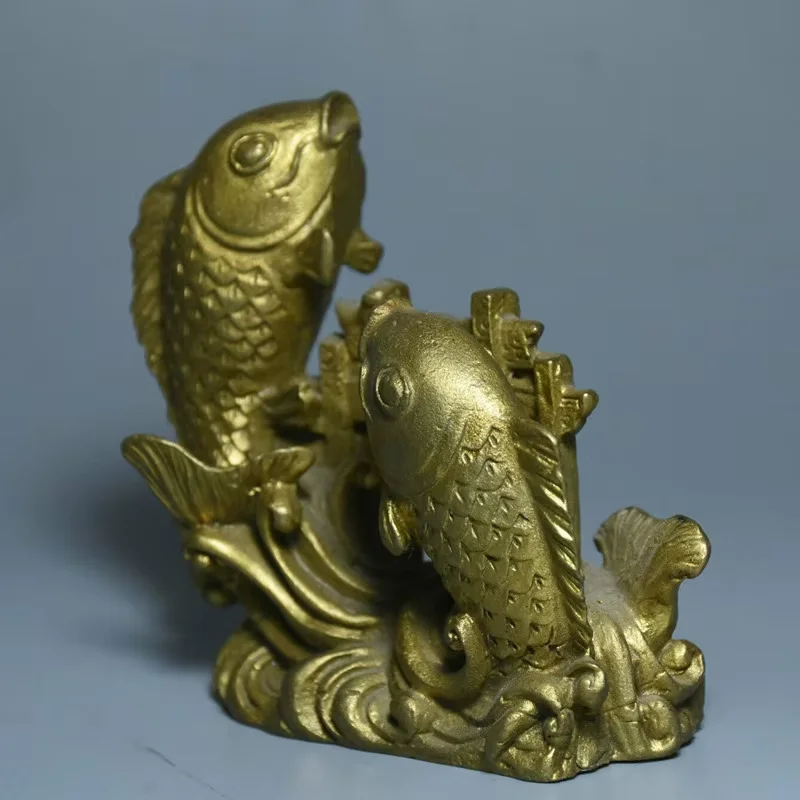 الصين النحاس النقي النحاس فنغ شوي الأسماك ذهبية القفز Longmen محظوظ الحيوان تمثال التماثيل والمنحوتات جمع الحلي هدية