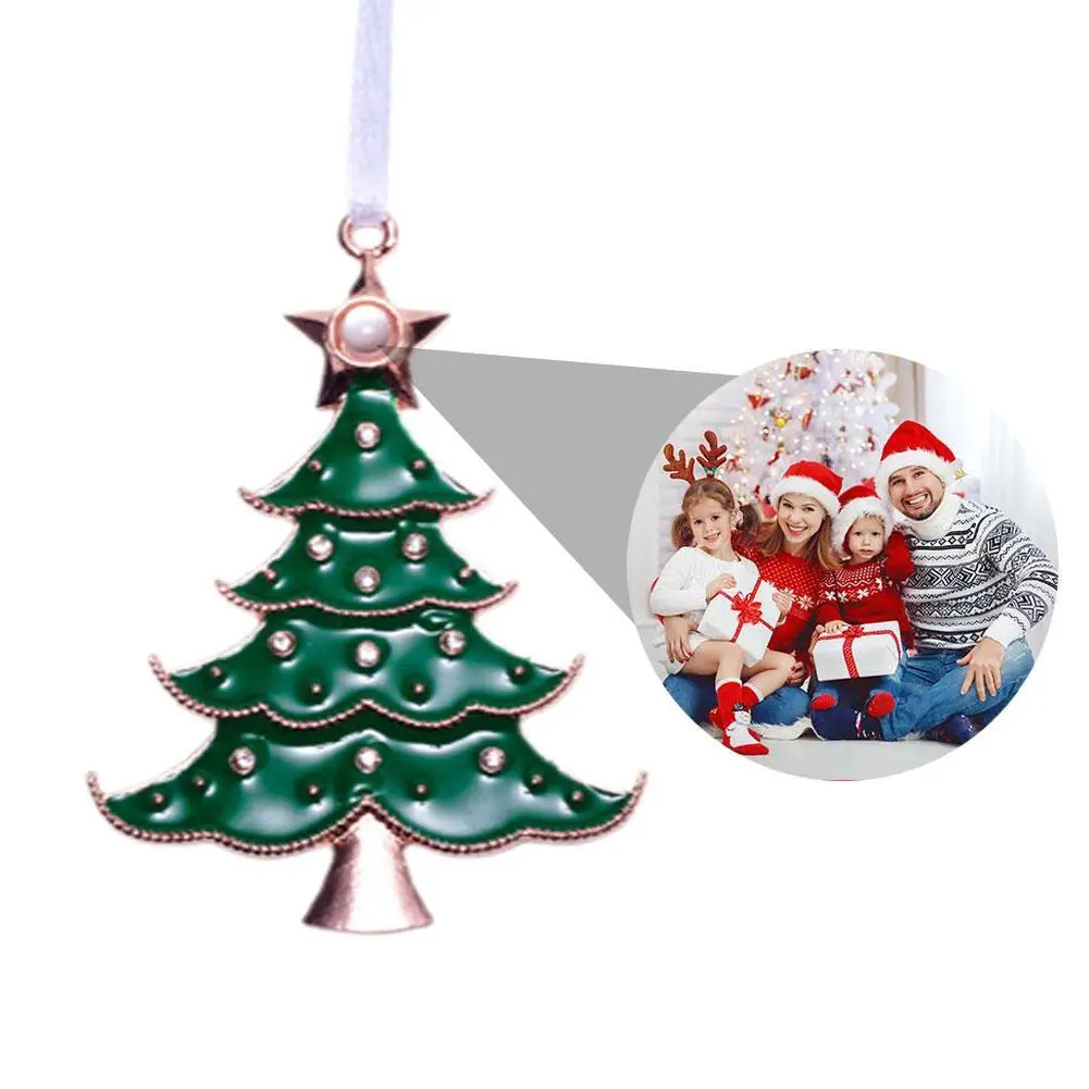 Custom Photo Projection Christmas Tree Charm With Picture Inside Personalized Pendant For Family Lovers Friends Gifts