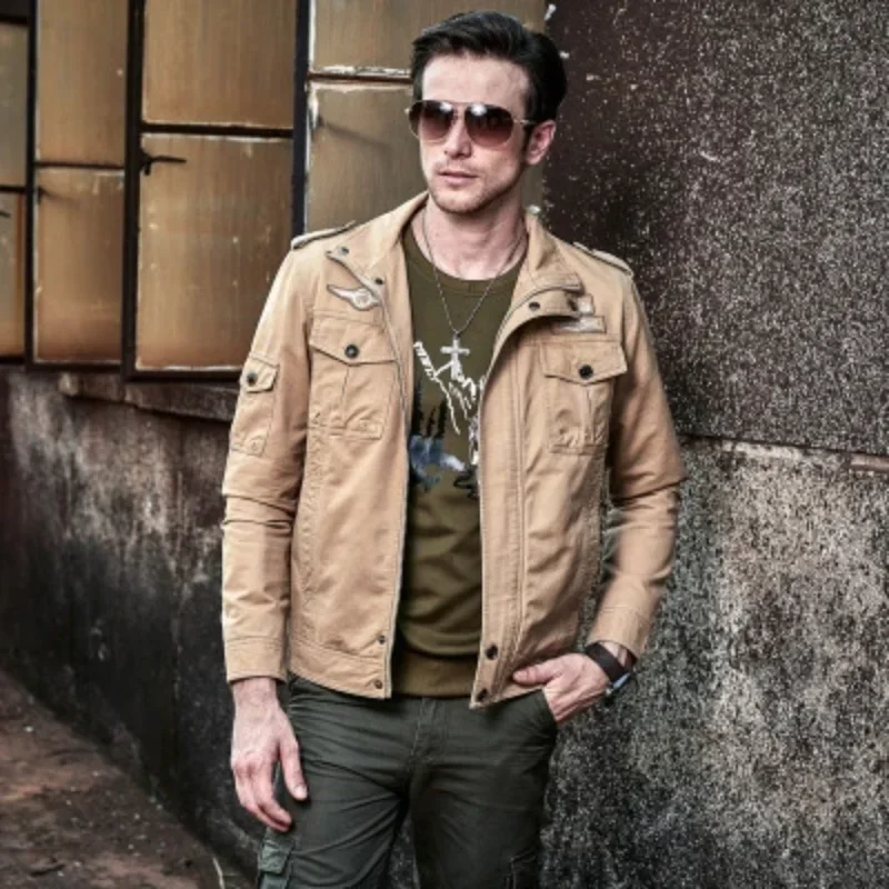 

Spring Casual Male Baseball Slim Outwear Windbreaker Tooling Jackets Autumn Men's Bomber Jacket Army Military Tactical Coats