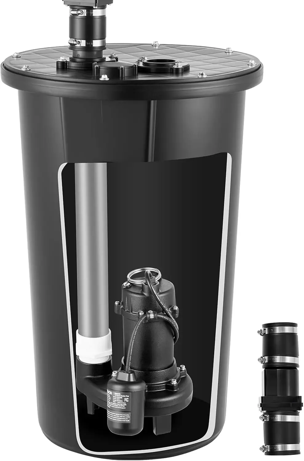 Sewage Grinder System, 1 HP, 5100 GPH Cast Iron Sewage Pump with Basin, Grinding Blade, 120V Automatic Outdoor Water/Seepage Col