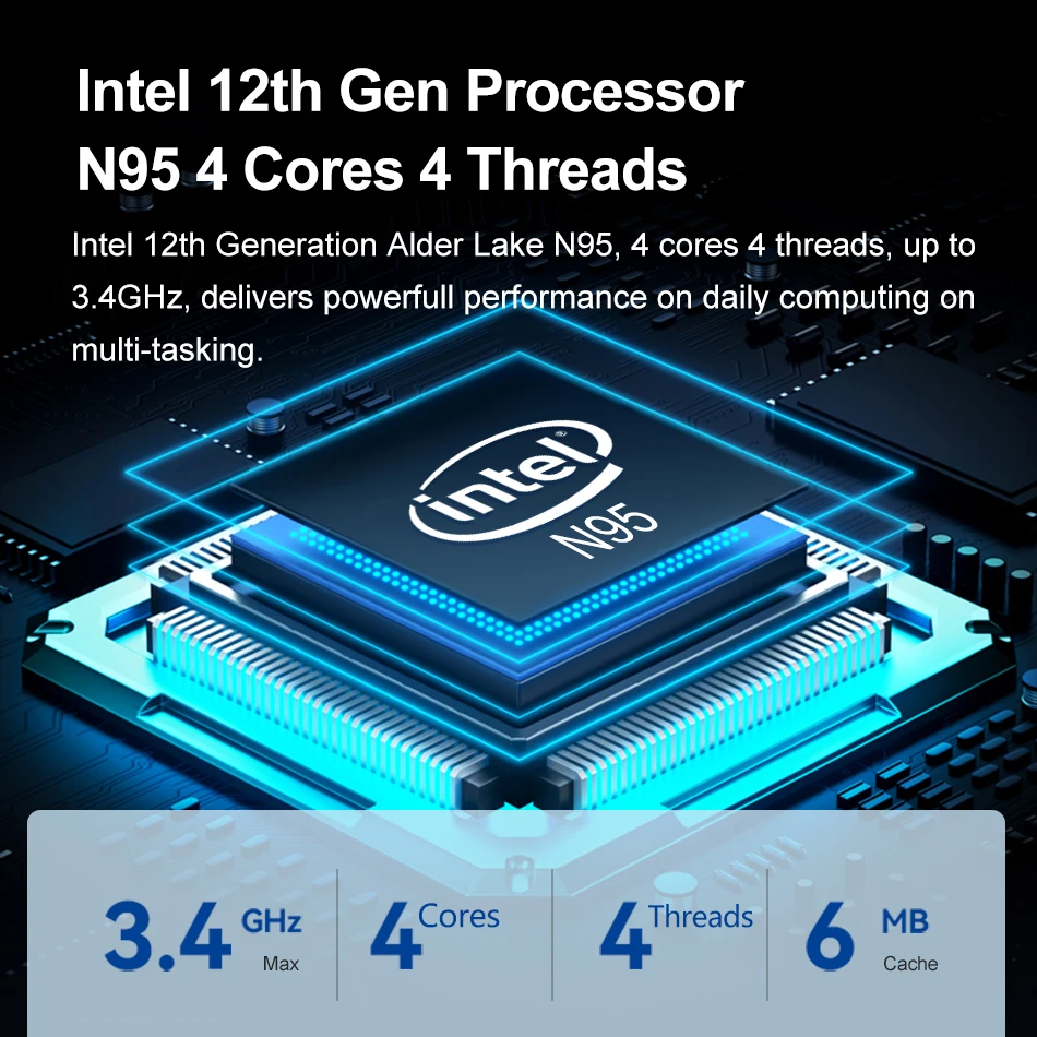 Mini PC Windows 11, Intel Alder Lake N95, N100, 12e Isabel, 8 Go, 16 Go, DDR4, SSD M.2 NVMe, WiFi 2.4G, 5G, Bluetooth éclairé, 4K @ 60Hz