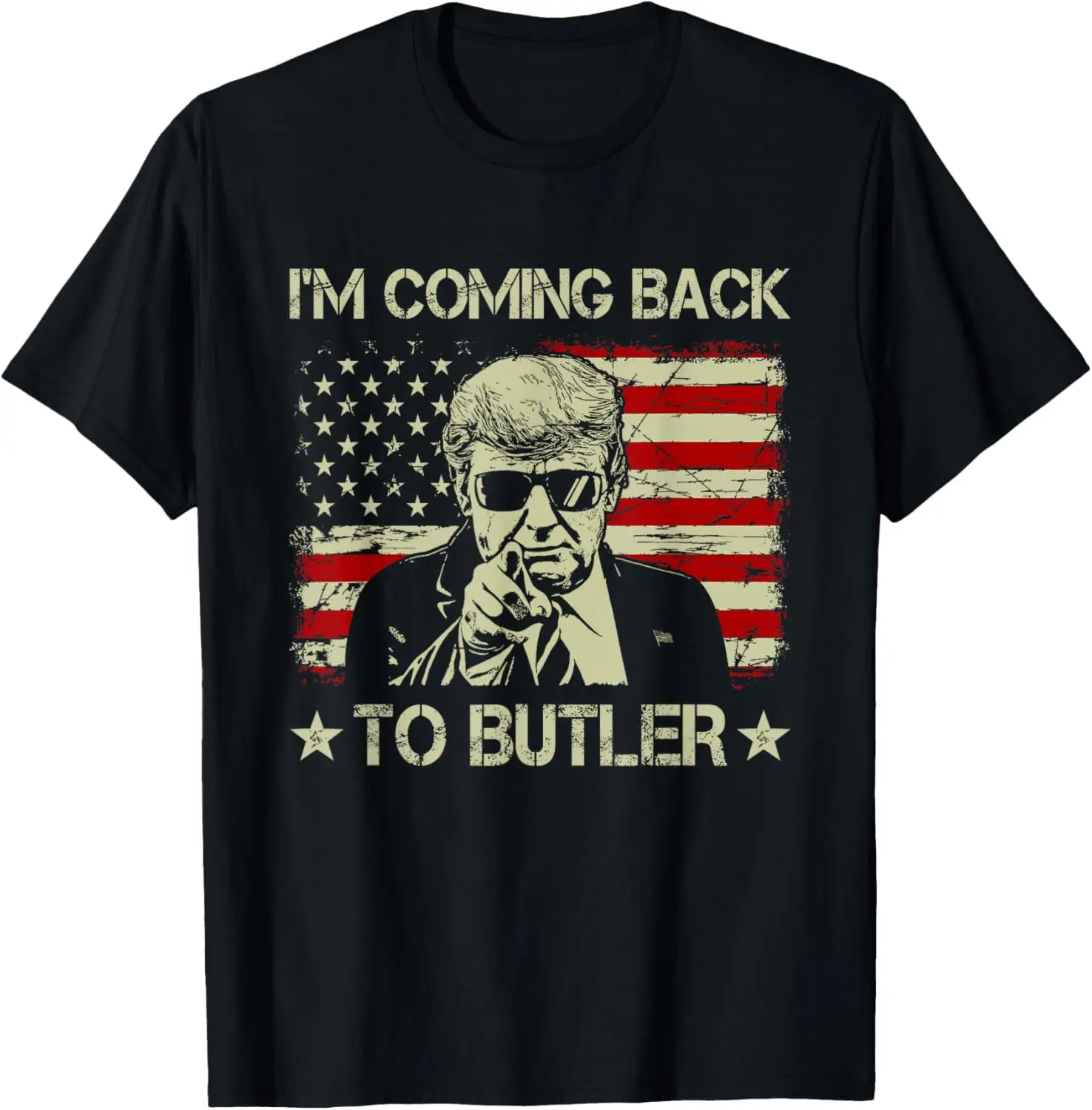 T-shirt Ritorno a BUTLER Donald Trump USA Flag Trump 2024