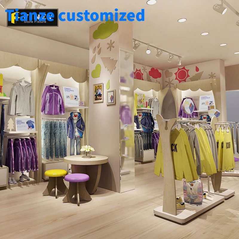 （customized）Decoration Design Wooden Clothes Display Stand Shop