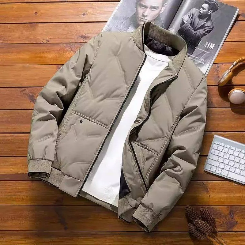 Men's Thickened Autumn Winter down Jacket Baseball Collar Coat Warm Windproof Large Size Pilot Style Cotton Outerwear