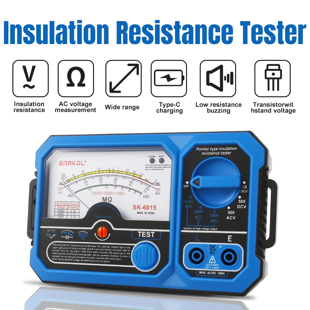 SNAKOL Analog Multimeter Universal Meter Pointer Display Electrical Tester AC DC Voltage Current Resistance With Test Pen Buzzer