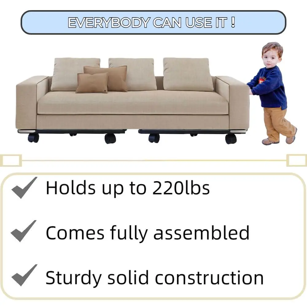 Interlocking Furniture Dolly Cart 5 Wheels Heavy Duty Moving Movers 2 Packs 220 Lbs Capacity Non-Slip Surface Multi-Purpose