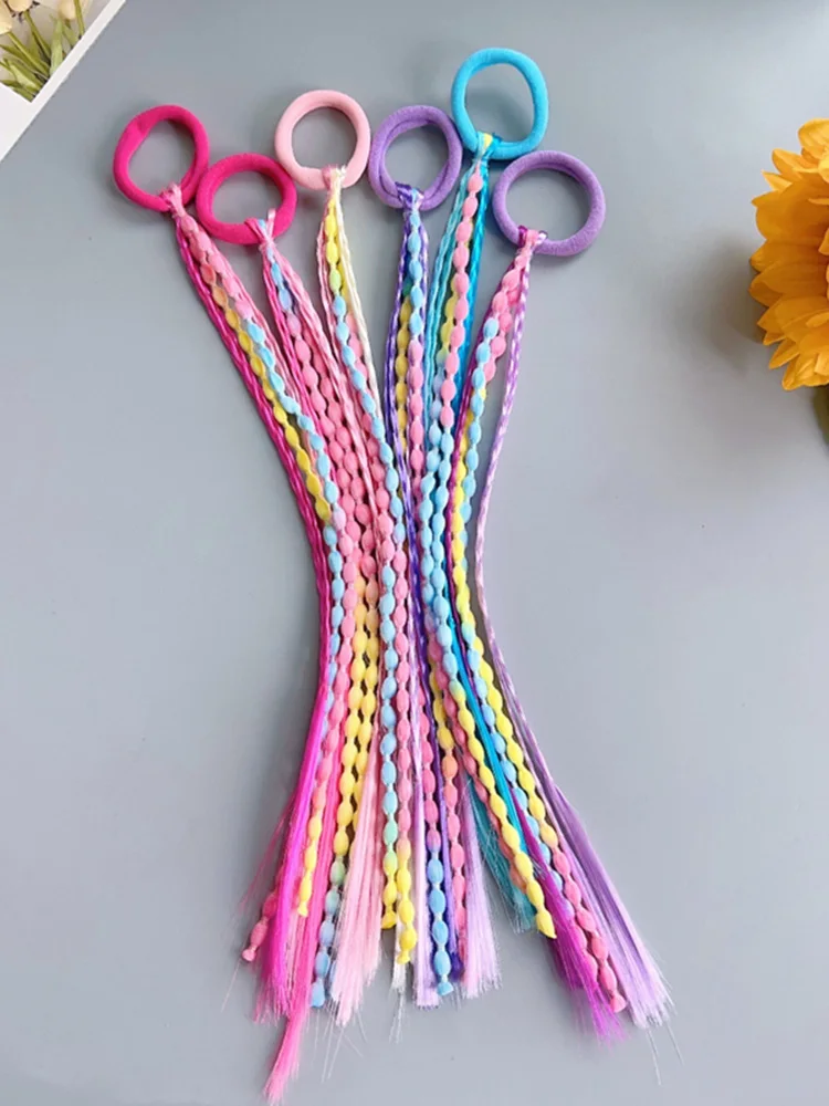 1 PCS Lovely Girls Braided Wig Ponytail Headband Rubber Hair Bands Kids Hair Accessories Hair Ornament NEW