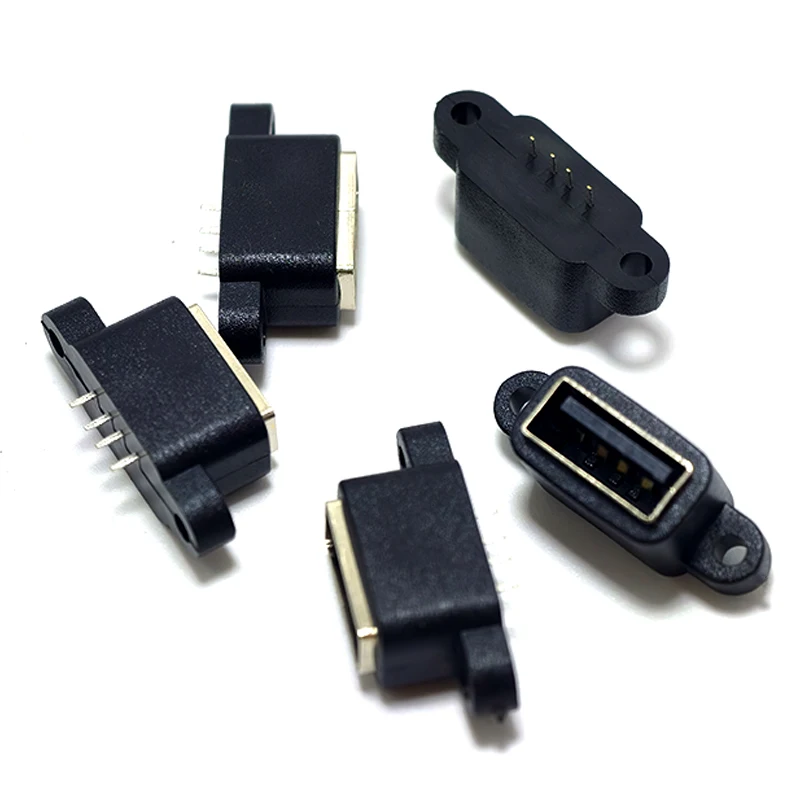 1/5/10PCS Waterproof USB Female Connector Type‑C3.1/ Micro USB 5Pin /USB2.0‑A With Screw Hole DIY Fast Charging Cable Accessory