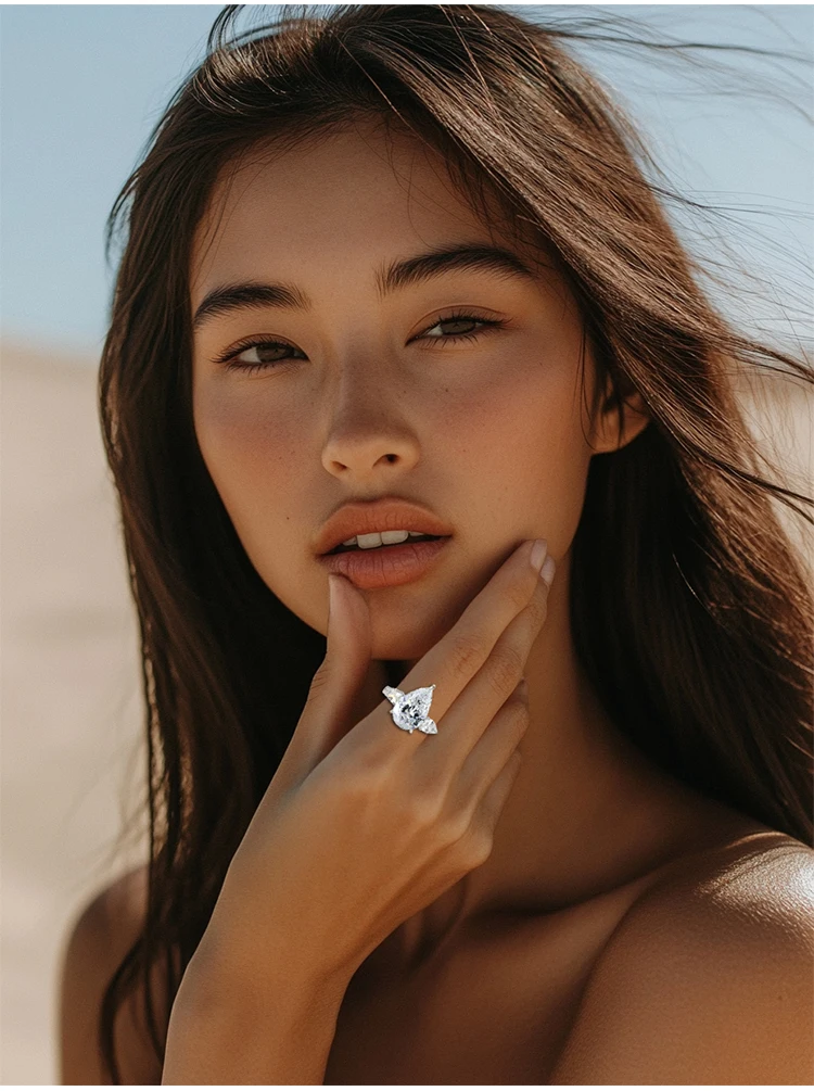JEWELLWANG IGI 1,0–5,0 Karat 18 Karat Weißgold im Labor gezüchtete Damen-Verlobungsringe in Tropfenform, birnenförmiger Diamant, synthetische Verlobungsringe, geben ihr ein Geschenk – Detail 9
