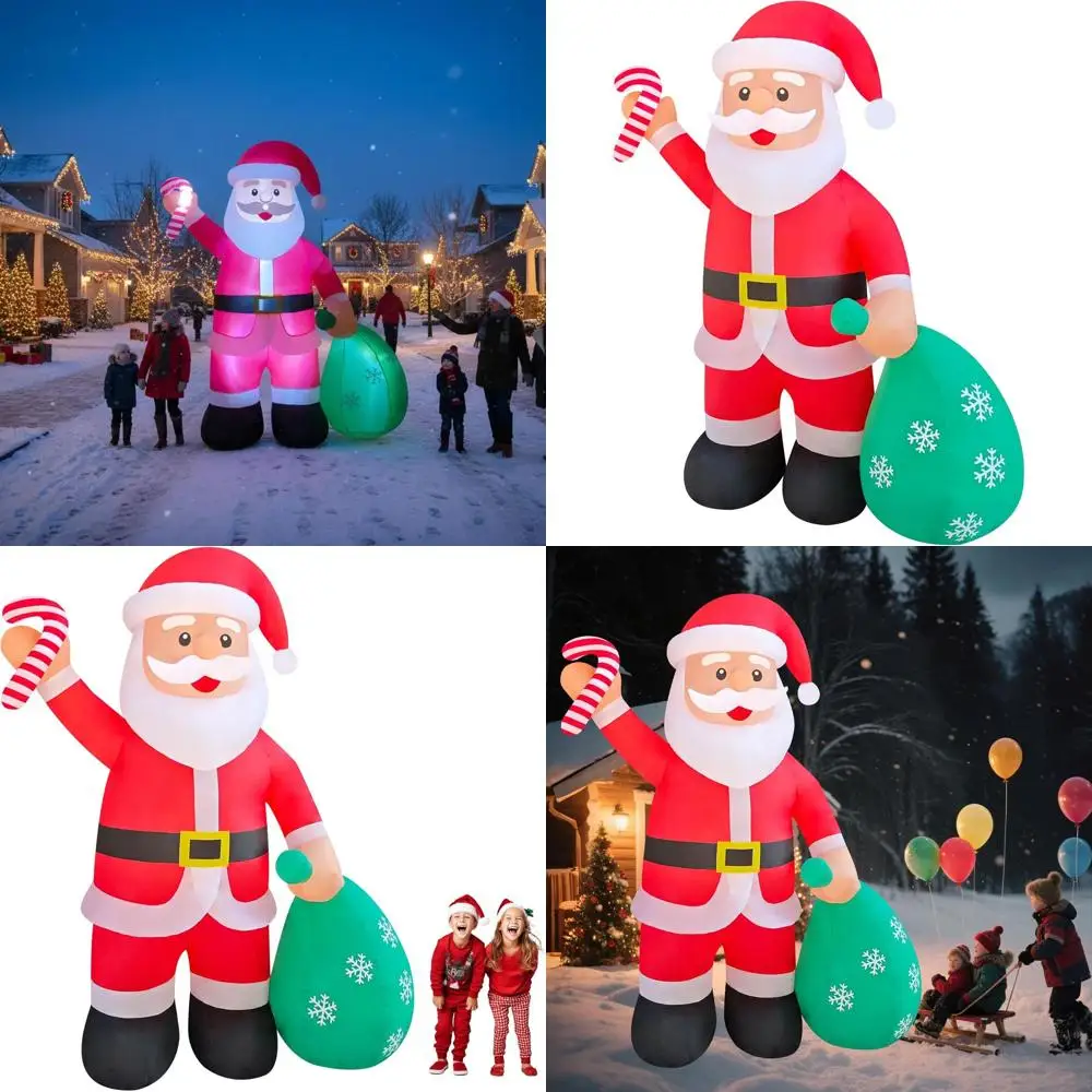 

12-Foot LED-Lit Inflatable Santa with Gift Bag for Outdoor Christmas Yard Decorations