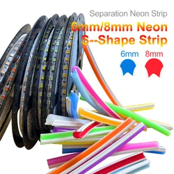 6/8mm Separate Silicone Neon DC12V 120Led S shape Bendable Led Strip Light Flexible Silicone For DIY Sign Waterproof 12Colors