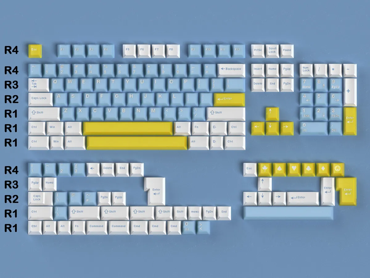 160 Keys set PBT Keycap Cherry Profile Full Set Bright Colours Scheme Multiple Layouts ISO/ANSI