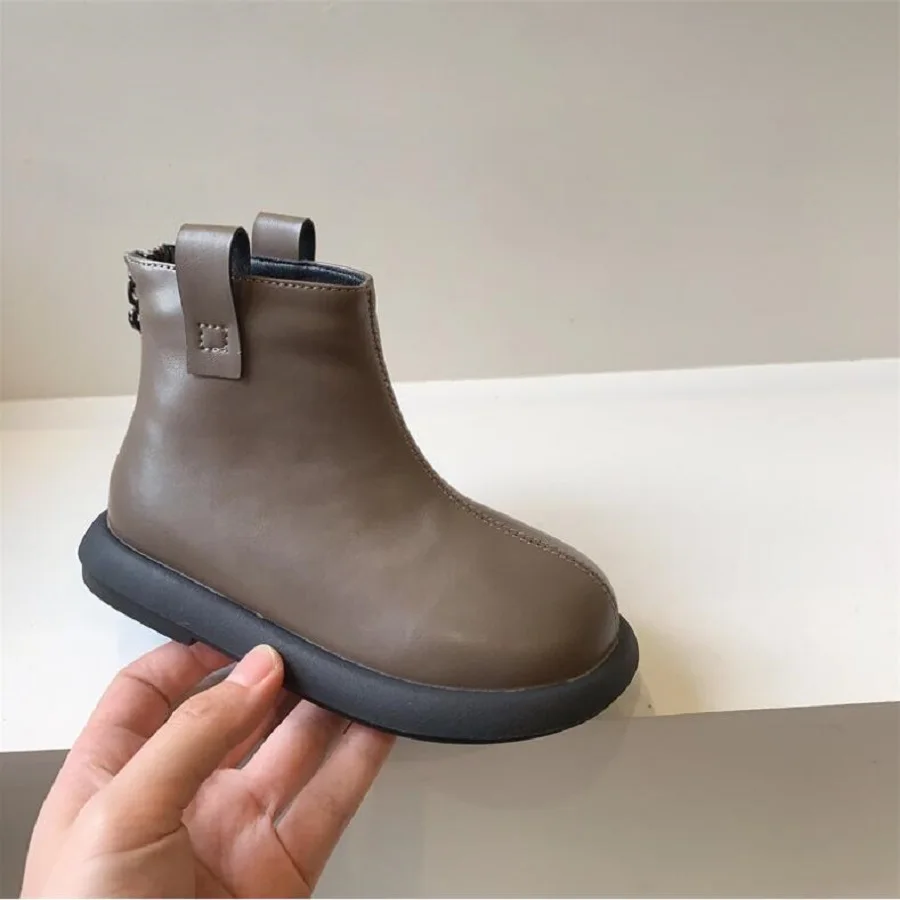 Autumn Winter New Comfortable Versatile Children's Short Boots Fashion Simple and Foreign Style Girls' Small Leather Boots 22-37