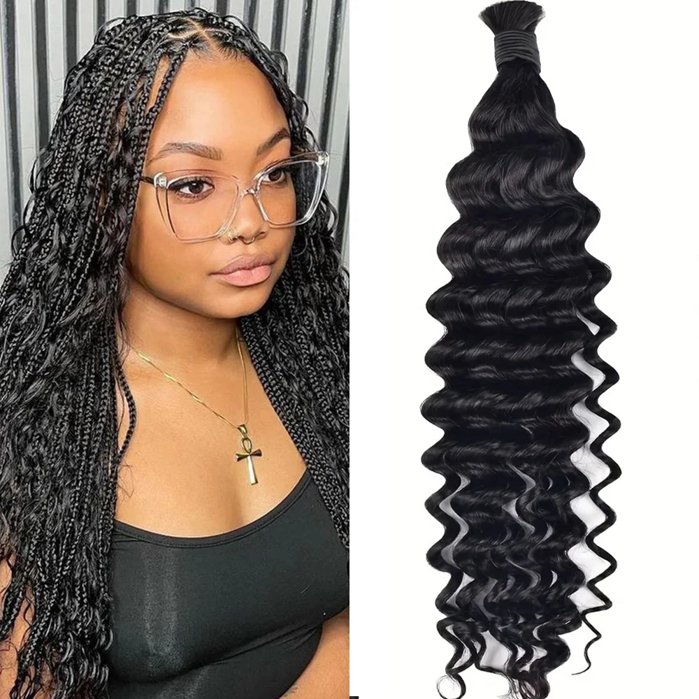 Capelli umani sfusi a onde profonde per intrecciare i capelli umani per trecce Boho capelli intrecciati ricci senza estensioni dei capelli di trama