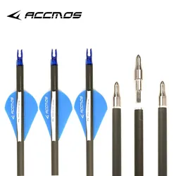 12pcs ID 6.2mm Spine 300 350 400 500 600 700 800 Pure Carbon Arrow For Compound /Recuvre Bow Shooting Hunting Practice