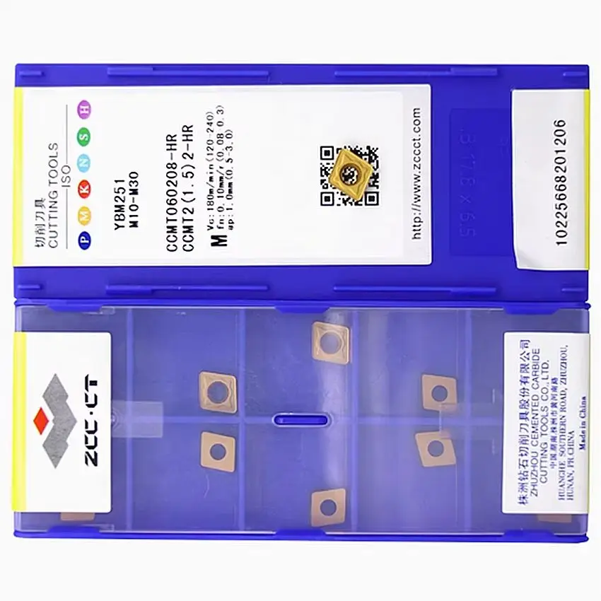 

CCMT060208-HR YBM251 YBC251 YBC252 YBC152 YBC351 YBD152 YBD151 ZCC.CT CCMT21.52 Твердосплавные пластины с ЧПУ, токарный инструмент, 10 шт./кор.