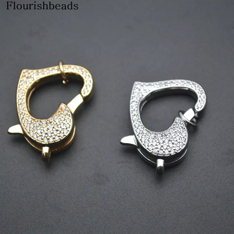 Flourishbeads Anti-fading Gold Color High Quality Big Size Oval Heart Lobster Necklace Clasps For Jewelry Making 5pc/lot