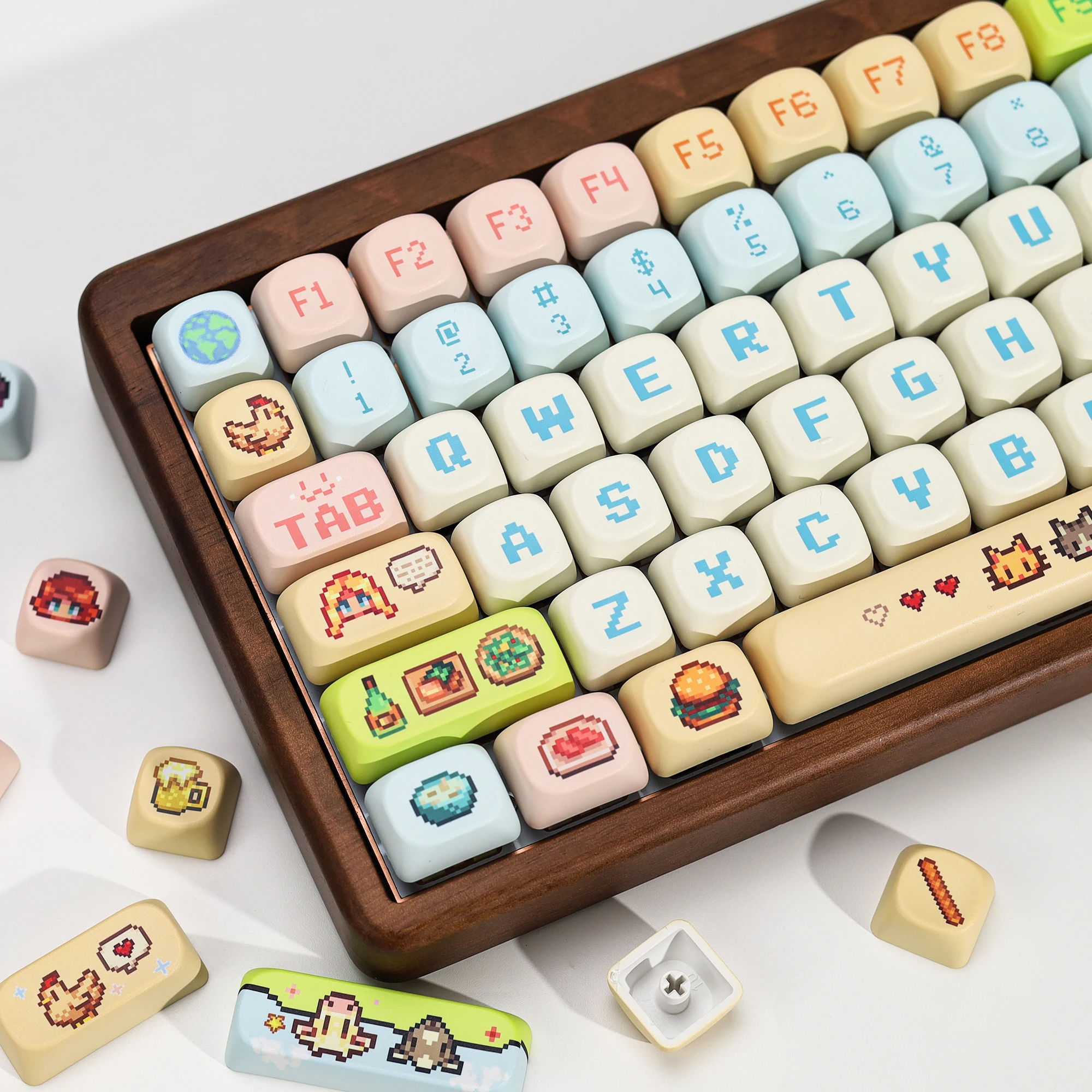 KBDiy Stardew Valley Themen-Keycaps Niedliche Anime Retro PBT KOA MOA Profil Alice ISO Tastenkappen Maßanfertigung für 60% Gamer Mechanische Tastatur – Detail 17