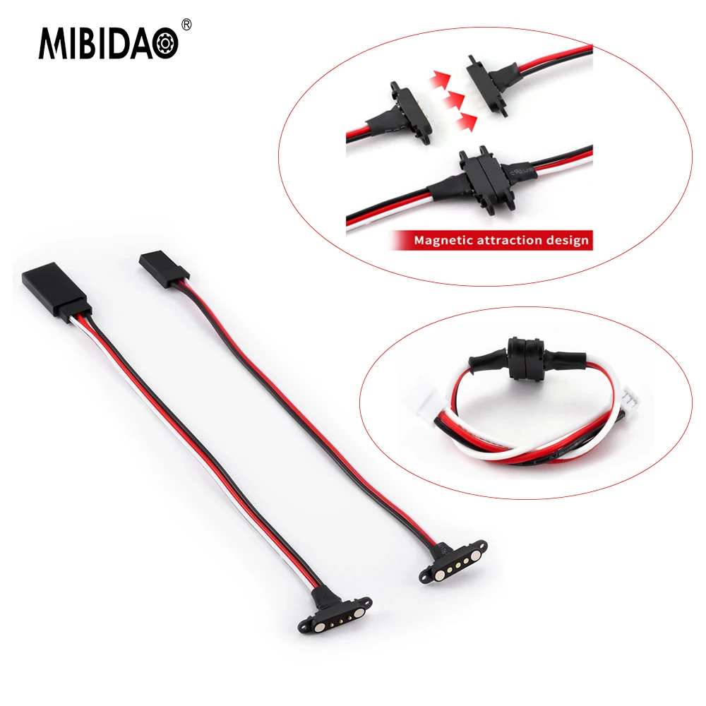 

MIBIDAO 1pcs Magnetic Snap-on JR/ZH1.5 Extension Cable Wire for RC Model Car