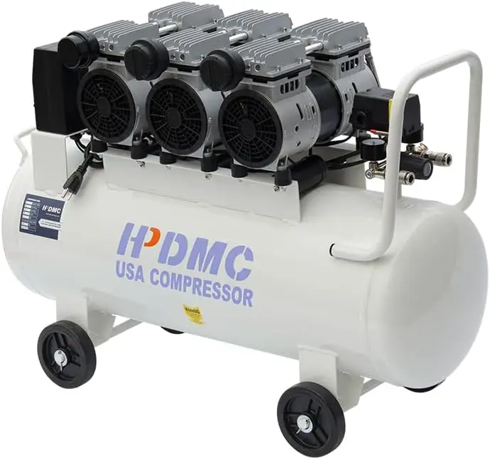 Ultra Quiet Air Compressor 3 Oil Free Peak 115 PSI Pressure 71 Decibel Air Compressor 6.86 CFM@ 90PSI Portable Long Life