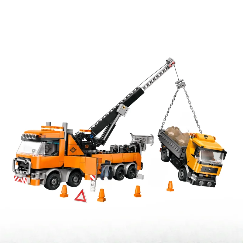 Série City, grue à tour lourde, remorque, grue de sauvetage, camion, assemblage éducatif pour enfants, blocs de construction, jouets