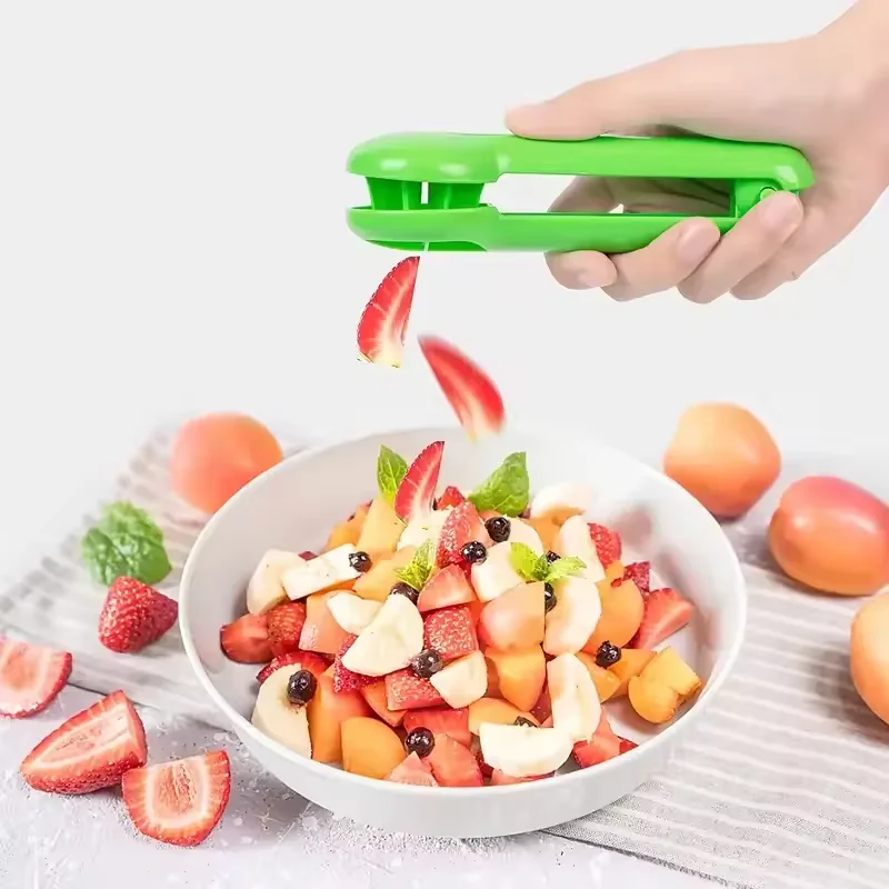 Rallador de Verduras, Cortador de Uvas, Cortador de Tomates, Cerezas y Fresas, Cortador de Verduras y Frutas sin Cuchillas, Herramienta de Cocina Segura para Niños