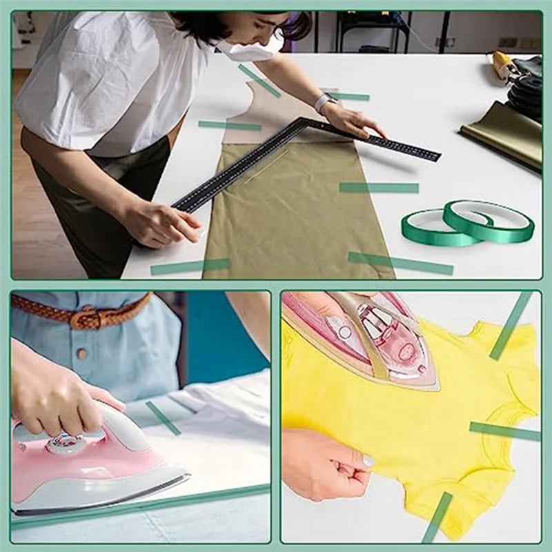 High Temperature Tape Heat Resistant Tape Heat Transfer Tape for Sublimation No Residue 10mm X 33M 108Ft (Green-5 Roll)