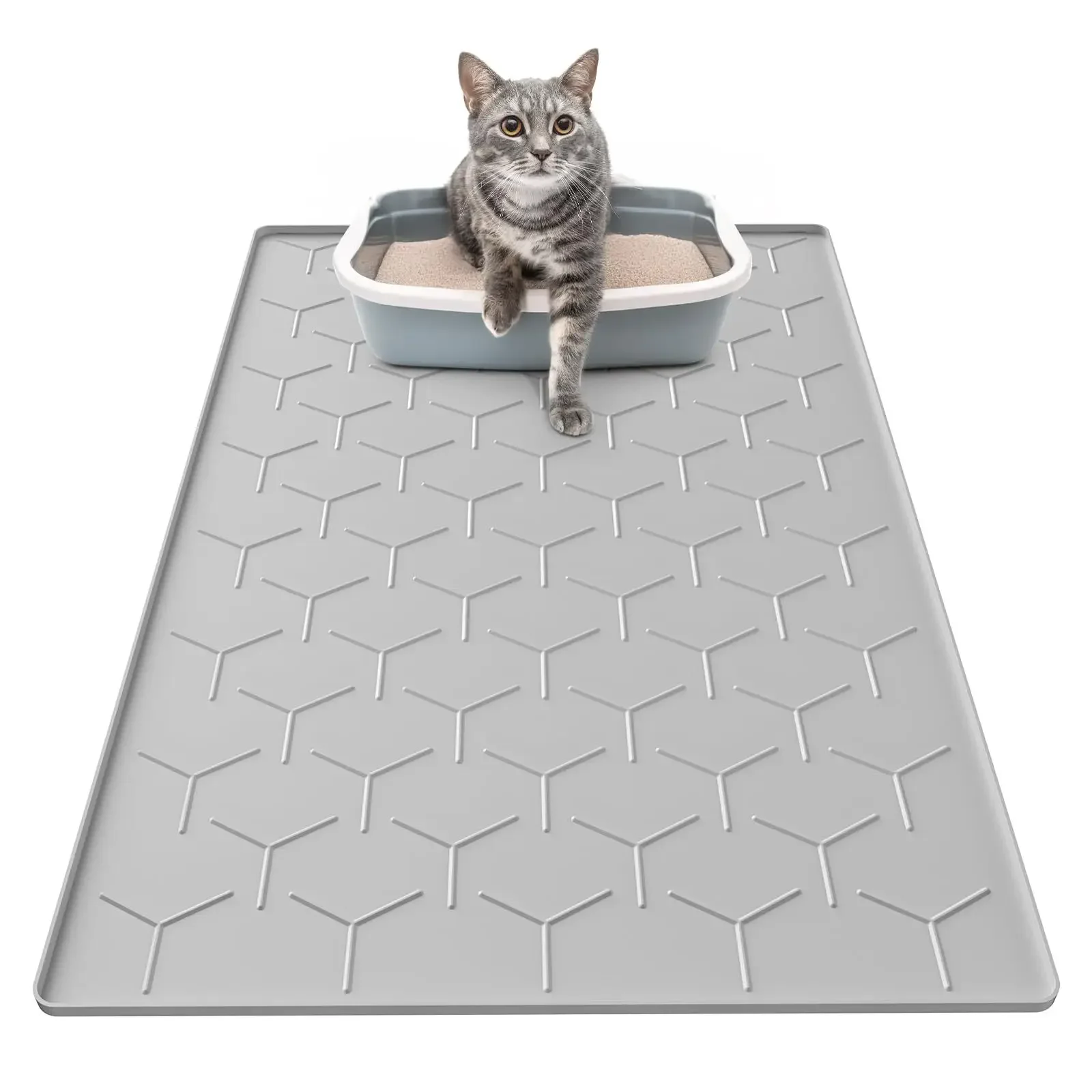 

Cat litter mat cat litter box large size 34 x 22 cat litter floor waterproof silicone