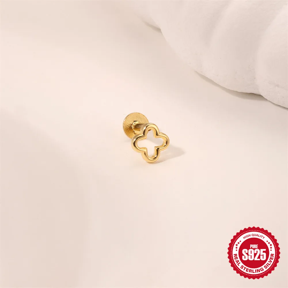 روكسي 1 قطعة 925 فضة زهرة/جولة تشيكوسلوفاكيا كريستال شرابة للنساء الحد الأدنى قرط الاذن المرصع 18K مطلية بالذهب غرامة مجوهرات