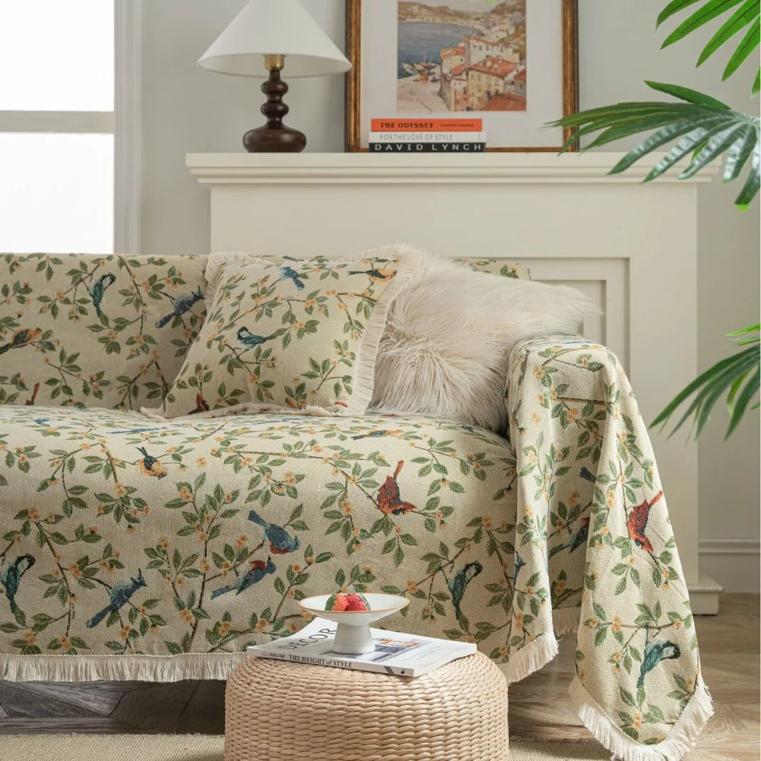 Victorian Age Neo-Classic Percale Cotton Linen Blended Coach Towel Sofa Protector