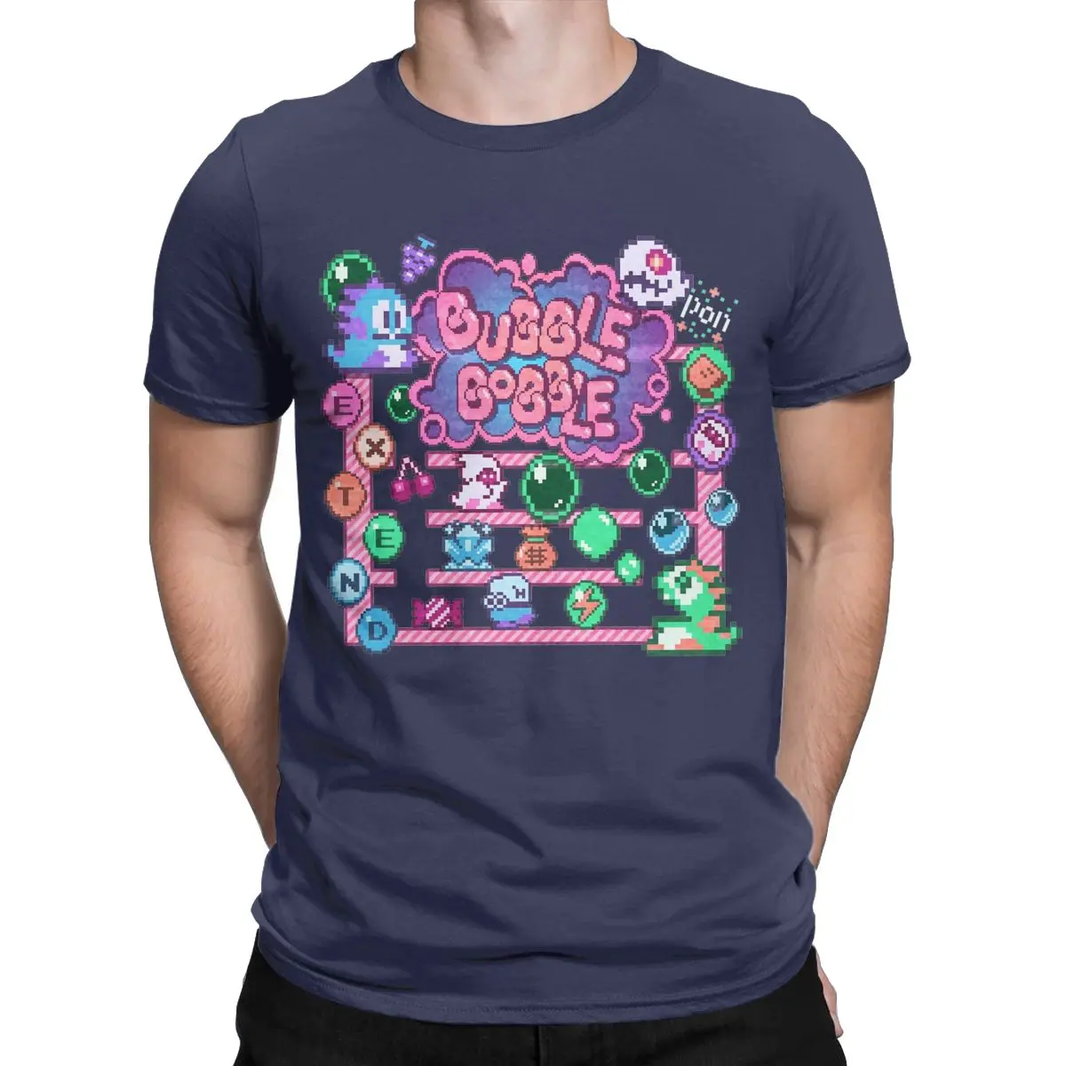 Bubble Bobble T Shirt for Men 100% Cotton Vintage T-Shirts O Neck Tees Short Sleeve Clothes Plus Size