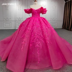 Elegant Exquisite Evening Dresses Customized Ball Gown Off the Shoulder Sweetheart Short Sleeves DY9986 Lace Up