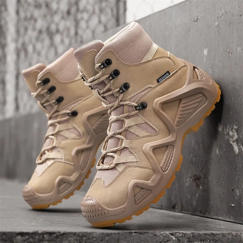 

Outdoor Snow Boots Men Combat Tactical Desert Boots Male Field Hunting Climbing Training Waterproof Hiking Shoes Sports Sneakers