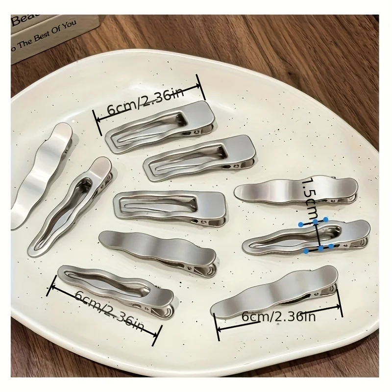 6 Stück silberne Metall-Haarspangen, gewellt, geometrisch, Wassertropfen, 3 Stile, Pony-Haarspangen, modische Haar-Accessoires, Geschenk für Frauen – Detail 6