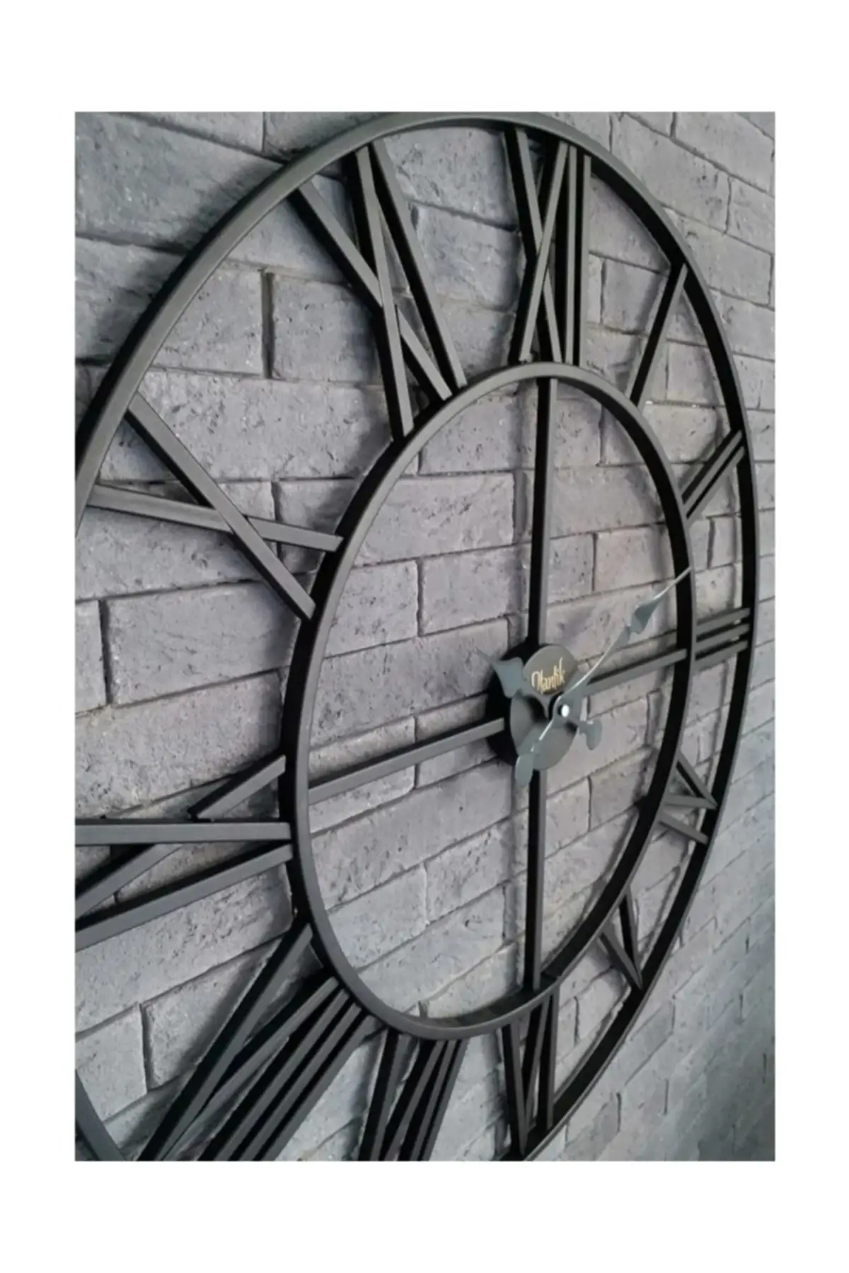 Uras Ekol Wrought Iron Wall Clock Black Metal 76 Cm Big size Silent Wall Clock Creative Home Decor