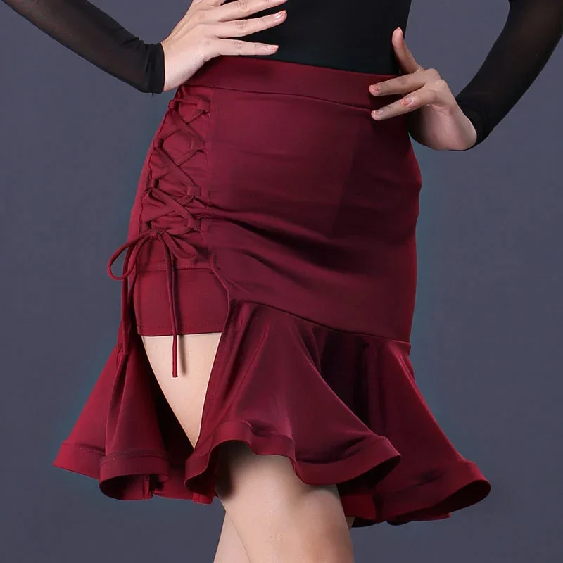 Falda de baile latino para mujer, traje de baile latino, ropa de práctica, falda de baile latino, vestidos de competición de baile de salón
