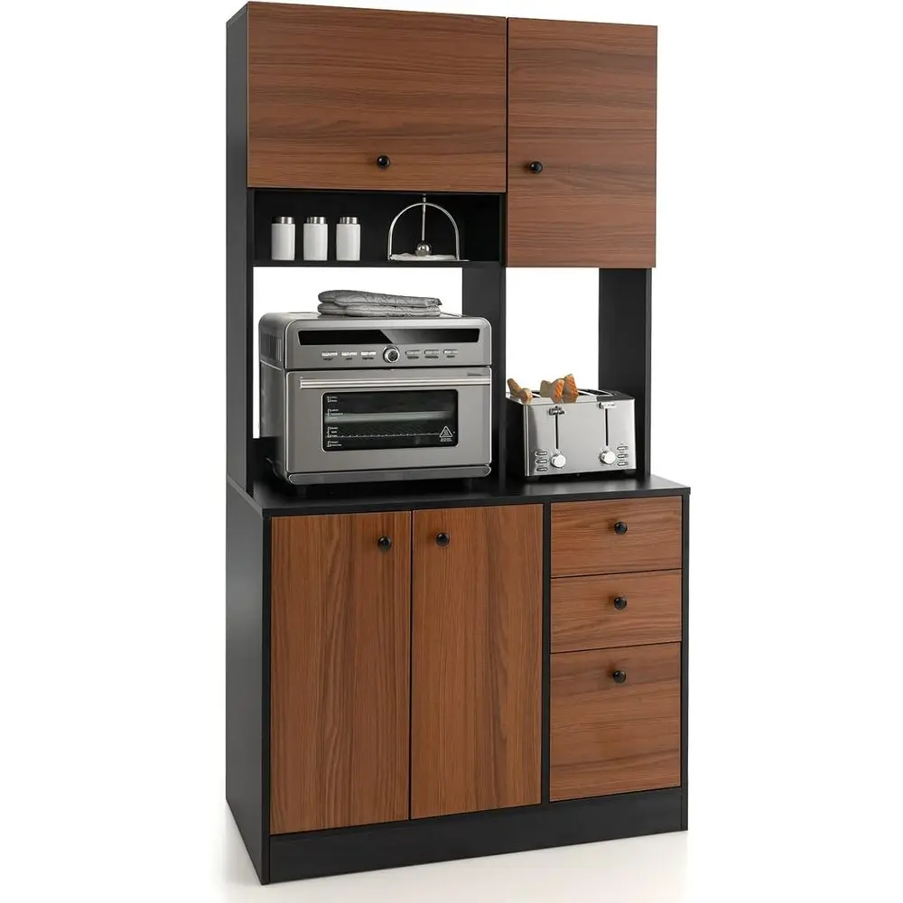 

71'' Tall Sideboard with 3 Storage Cabinets, Deep Drawers, Wide Countertop, Adjustable Shelves