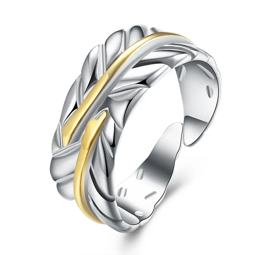 New 925 Sterling Silver Open Fine Feather Ring For Men Women Fashion Charm Jewelry Party Gift Wedding Accessories