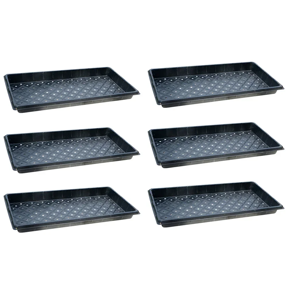 6Pcs PP  Plant Germination Tray Growing Plate Plants Starter For Gardening Starting 54.5*28.5 Cm Black