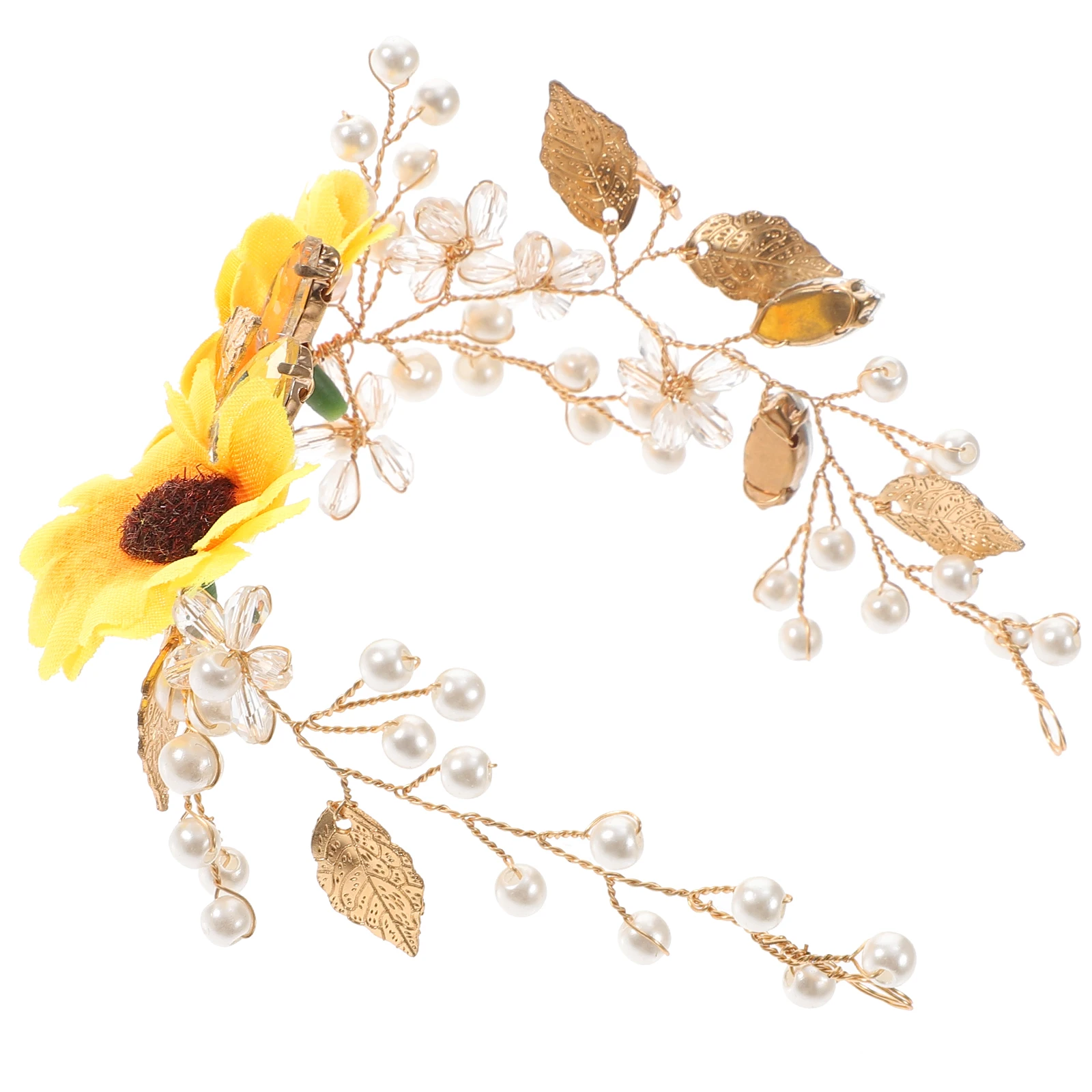 

Sunflower Headdress Wedding Tiara Alloy Headband Hair Accessories Bridal Crown Prom Pageant Party Decorative Flowers Women Girls
