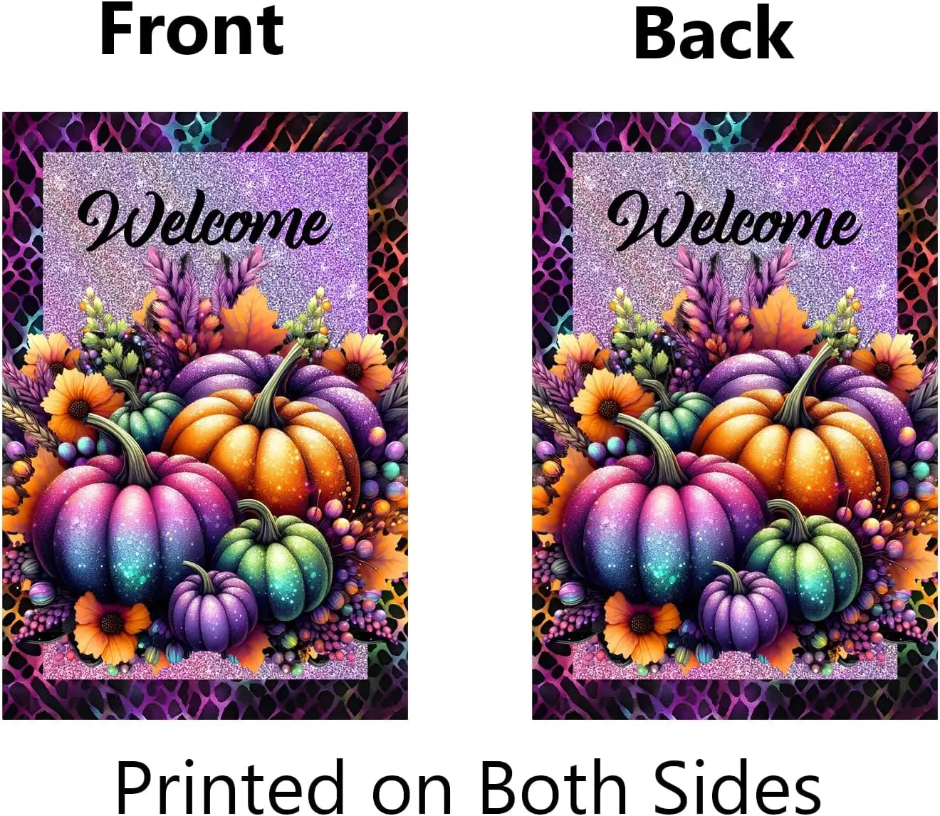 Welcome Pumpkin Garden Flag Autumn Fall Yard Flags for Outside 12x18 Inch Double Sided Glitter Pumpkins Seasonal Flags Hallo SSL