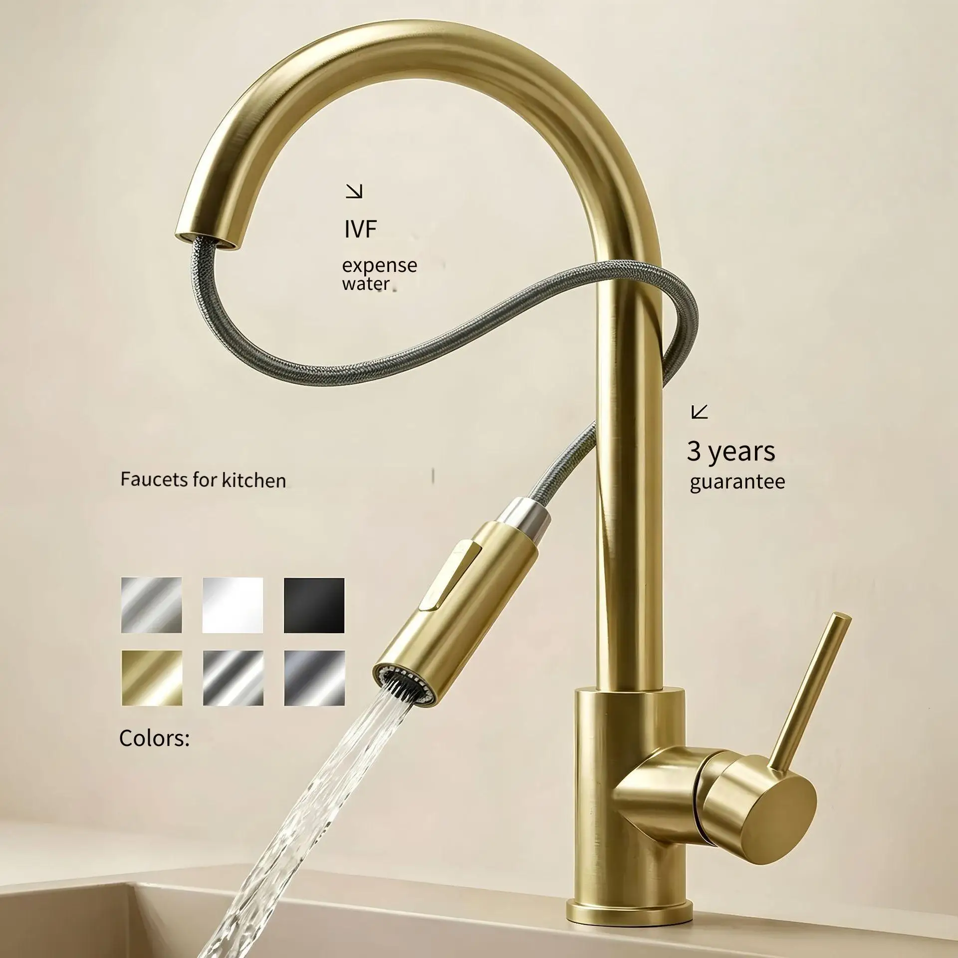304 Stainless Steel Pull-out Retractable Kitchen Faucet Hot and Cold Smart Touch Sensor Vegetable Basin Faucet